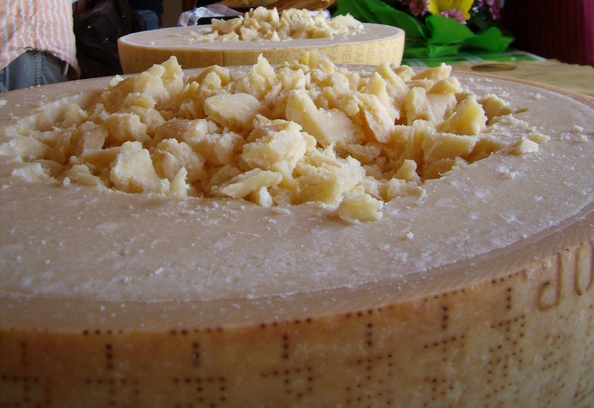 Forma di parmigiano reggiano aperta con scaglie foto di Autore sconosciuto